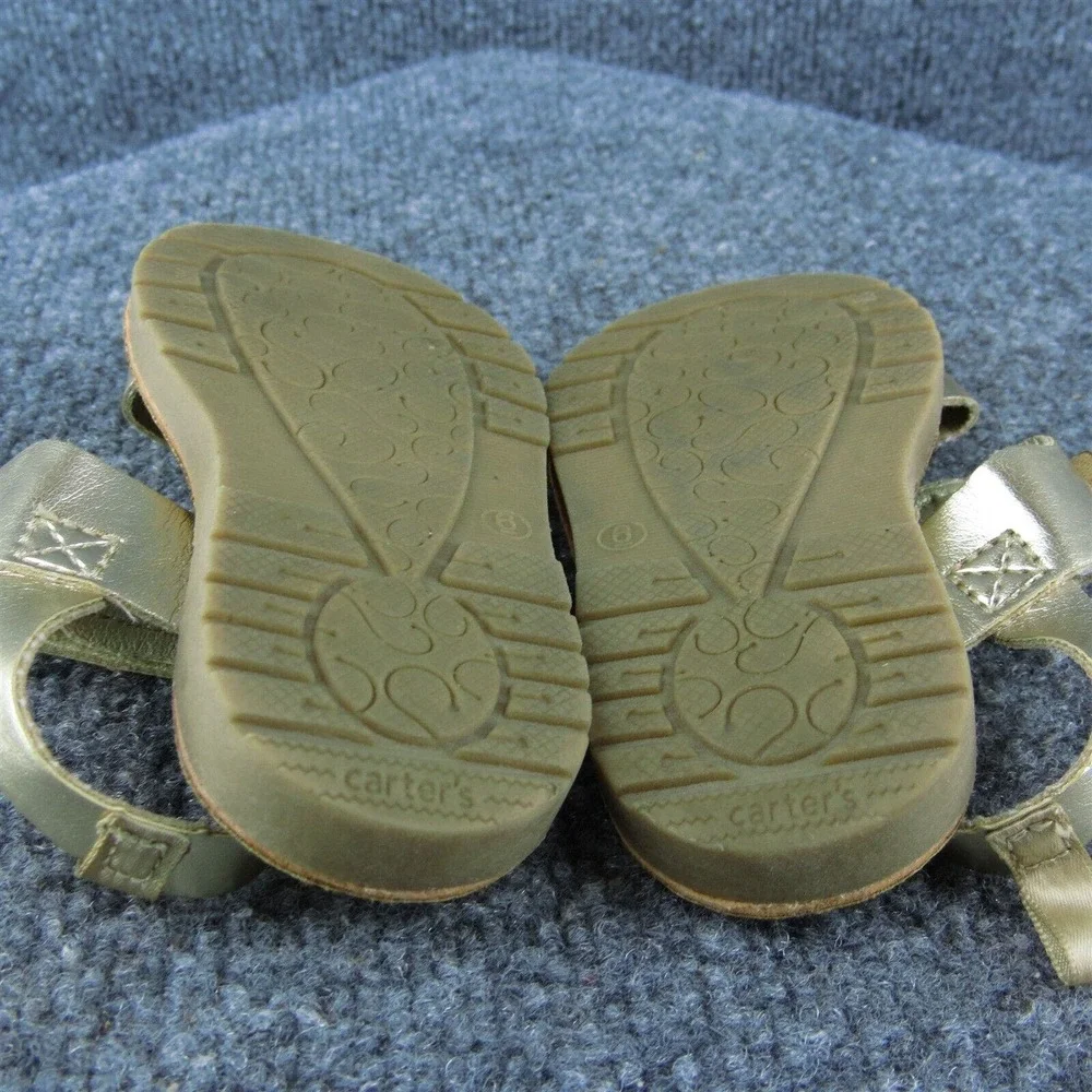 Carter's Ankle‎ Strap Shoes Gold Synthetic Hook & Loop Size T 6 Medium